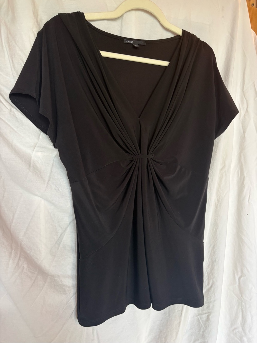 Chaus Black Twist-Knot V-Neck Tunic